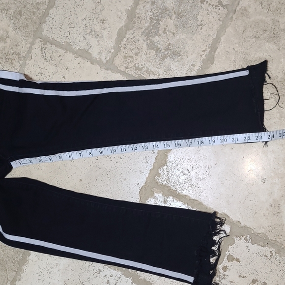 MOTHER Black Ankle Jeans with White Stripes - Picture 6 of 16